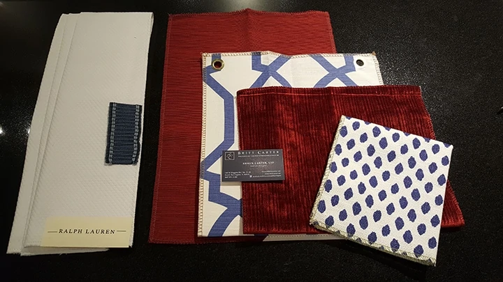 Sample fabrics and materials for a design project